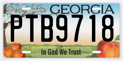 GA license plate PTB9718