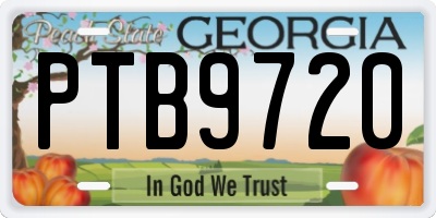 GA license plate PTB9720