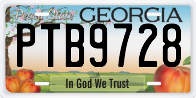 GA license plate PTB9728