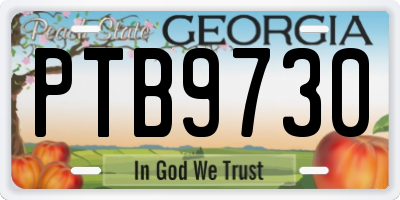GA license plate PTB9730
