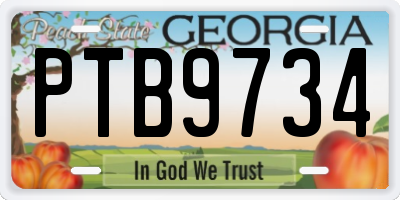 GA license plate PTB9734