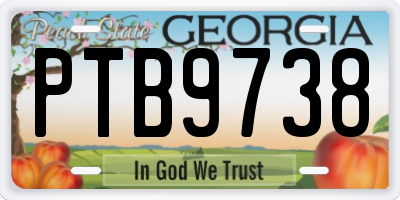 GA license plate PTB9738