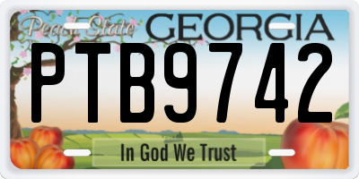 GA license plate PTB9742