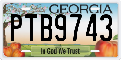 GA license plate PTB9743