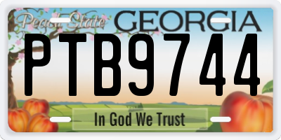 GA license plate PTB9744