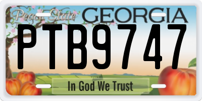 GA license plate PTB9747
