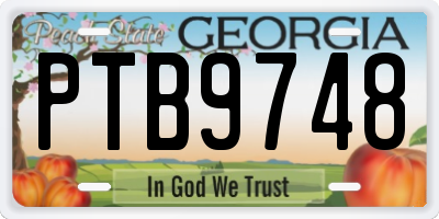 GA license plate PTB9748