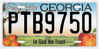 GA license plate PTB9750