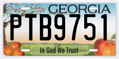 GA license plate PTB9751