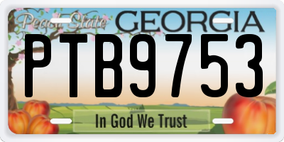 GA license plate PTB9753