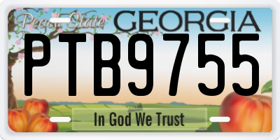 GA license plate PTB9755