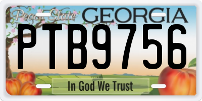 GA license plate PTB9756