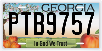 GA license plate PTB9757