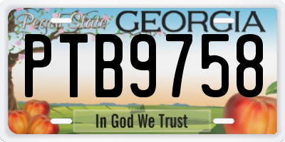 GA license plate PTB9758