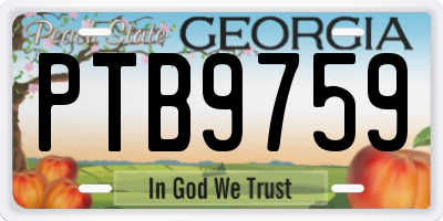 GA license plate PTB9759
