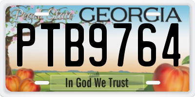 GA license plate PTB9764