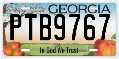 GA license plate PTB9767
