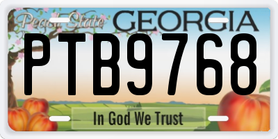 GA license plate PTB9768