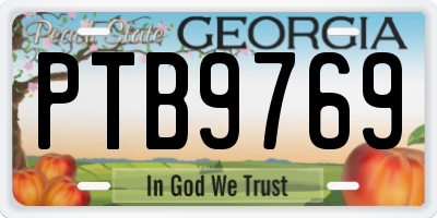 GA license plate PTB9769