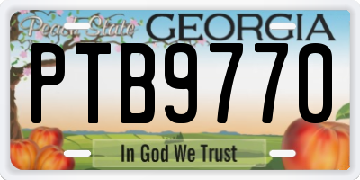 GA license plate PTB9770