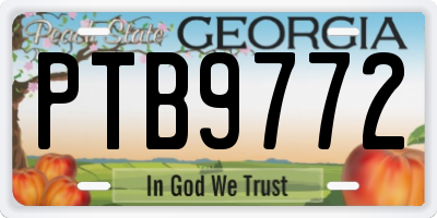 GA license plate PTB9772