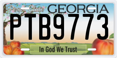 GA license plate PTB9773
