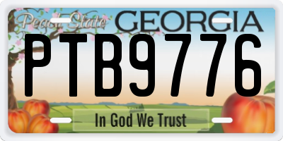 GA license plate PTB9776