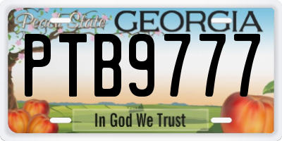 GA license plate PTB9777
