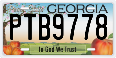 GA license plate PTB9778