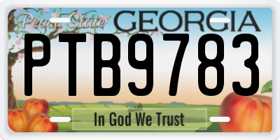 GA license plate PTB9783