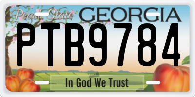 GA license plate PTB9784