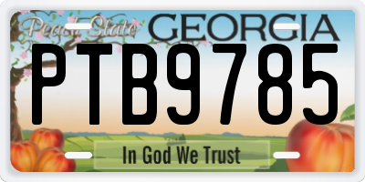 GA license plate PTB9785