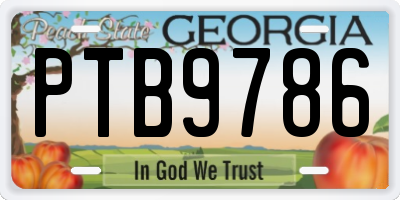 GA license plate PTB9786