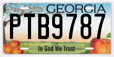 GA license plate PTB9787