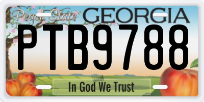 GA license plate PTB9788