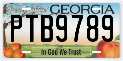 GA license plate PTB9789