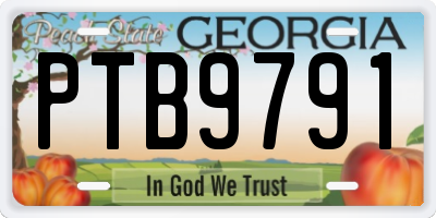 GA license plate PTB9791