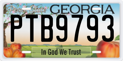 GA license plate PTB9793