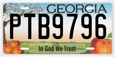 GA license plate PTB9796