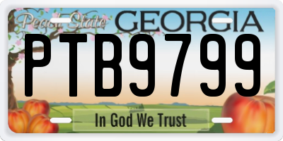 GA license plate PTB9799