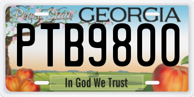 GA license plate PTB9800