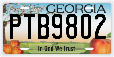 GA license plate PTB9802