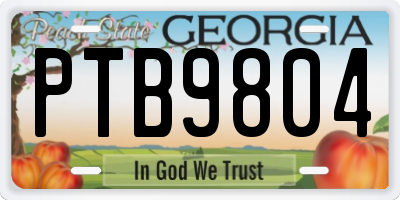 GA license plate PTB9804