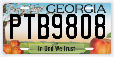 GA license plate PTB9808