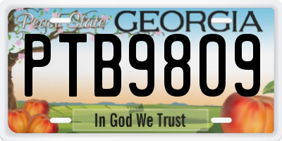GA license plate PTB9809