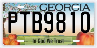 GA license plate PTB9810