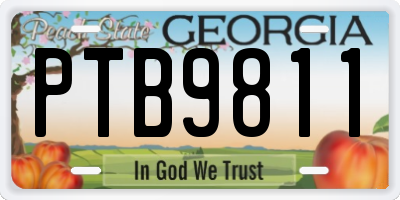 GA license plate PTB9811