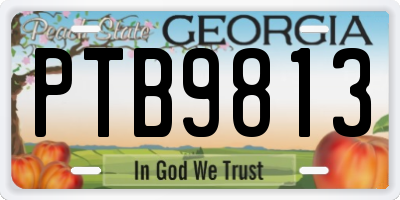 GA license plate PTB9813