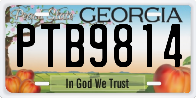 GA license plate PTB9814