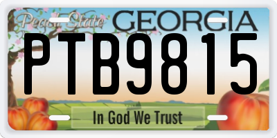 GA license plate PTB9815